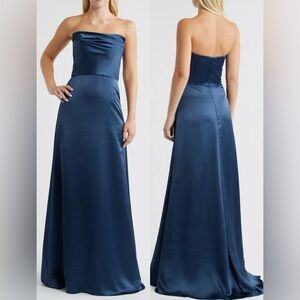 NWOT Amsale Jara Strapless formal gown French Blue sz 10